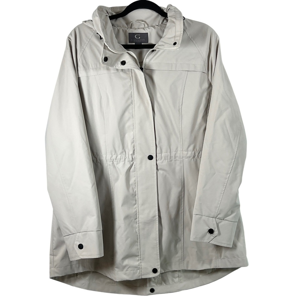 Gallery Women Rich White Classic Sleek Stunning Rain Wind Coat Chic Large Jacket
